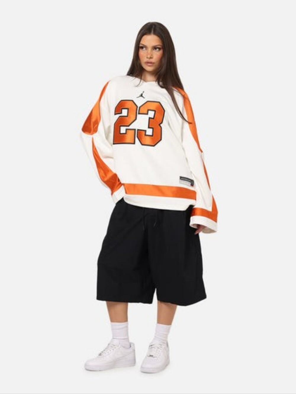 Women's Air Jordan MJ Collegiate Hockey Jersey 'Sail/Starfish/Black'